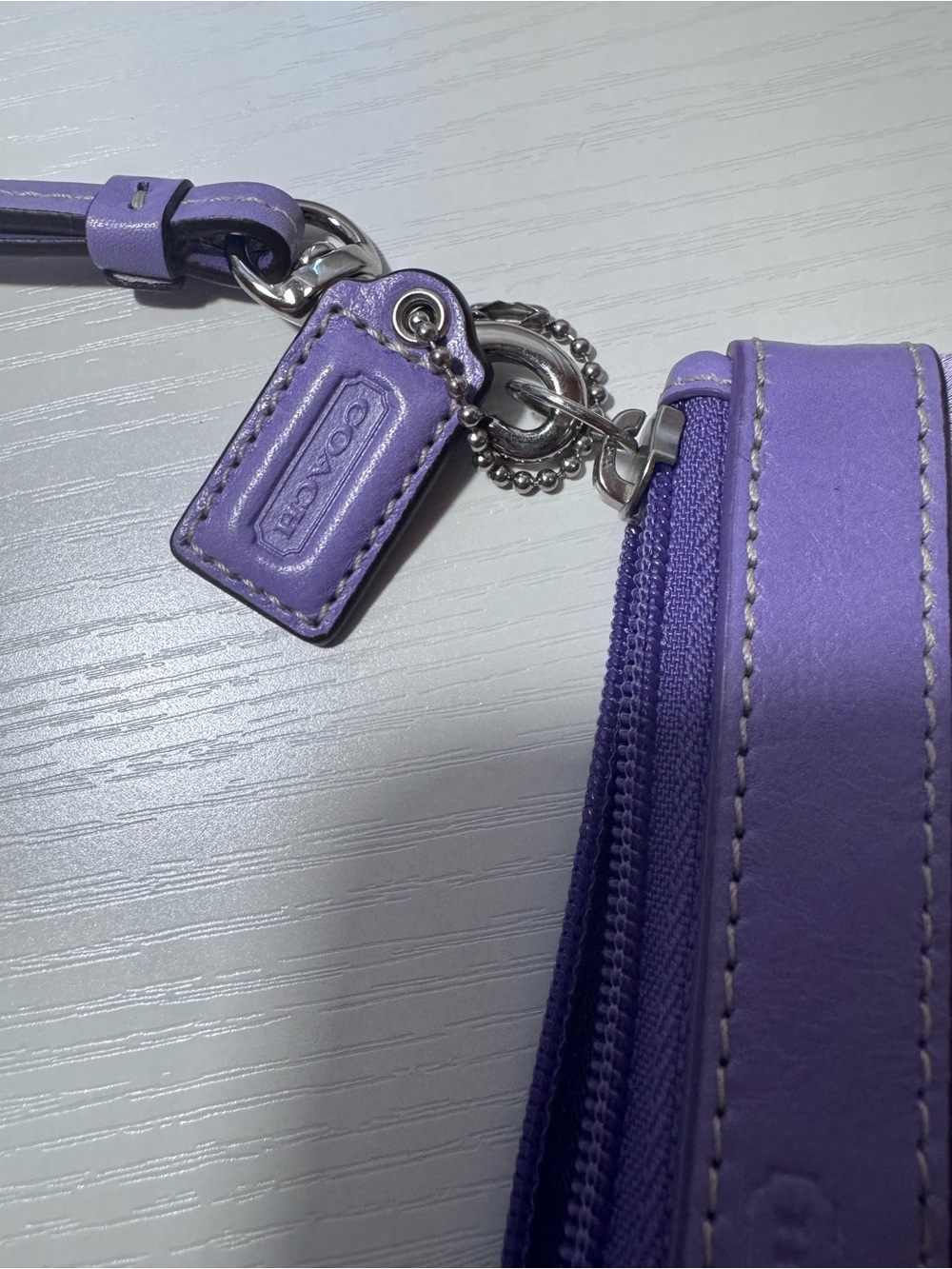 Coach Lavender Signature Wristlet with Leather Trim - Picture 6 of 7